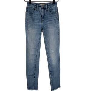 Madewell Women’s Blue Stretch Ankle High Rise Raw Hem Skinny Jeans Size 24